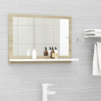 vidaXL Bathroom Mirror White and Sonoma Oak 23.6