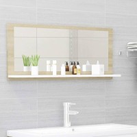 Vidaxl Bathroom Mirror White And Sonoma Oak 35.4X4.1X14.6 Engineered Wood
