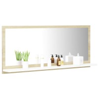 Vidaxl Bathroom Mirror White And Sonoma Oak 35.4X4.1X14.6 Engineered Wood