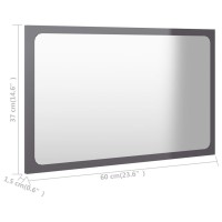 vidaXL Bathroom Mirror High Gloss Gray 23.6