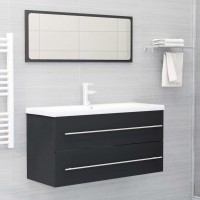Vidaxl 2 Piece Bathroom Furniture Set Gray Engineered Wood