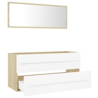 Vidaxl 2 Piece Bathroom Furniture Set White And Sonoma Oak Engineered Wood