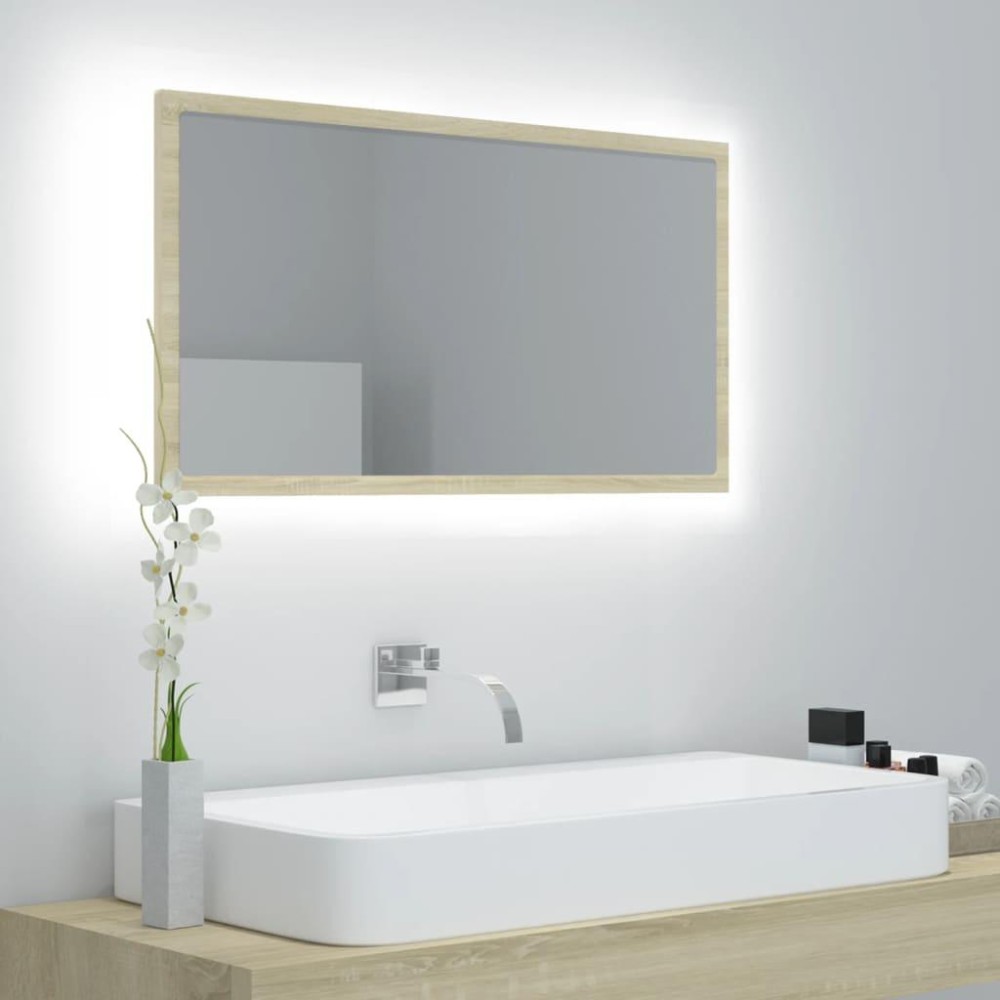 vidaXL LED Bathroom Mirror Sonoma Oak 31.5