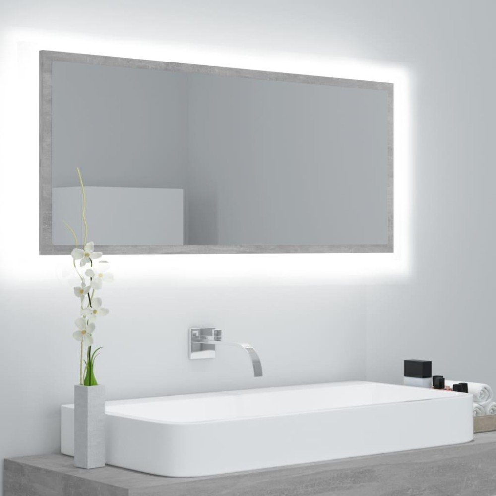 vidaXL LED Bathroom Mirror Concrete Gray 39.4