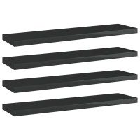 Vidaxl Bookshelf Boards 4 Pcs High Gloss Black 15.7X3.9X0.6 Engineered Wood