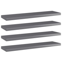 Vidaxl Bookshelf Boards 4 Pcs High Gloss Gray 15.7X3.9X0.6 Engineered Wood
