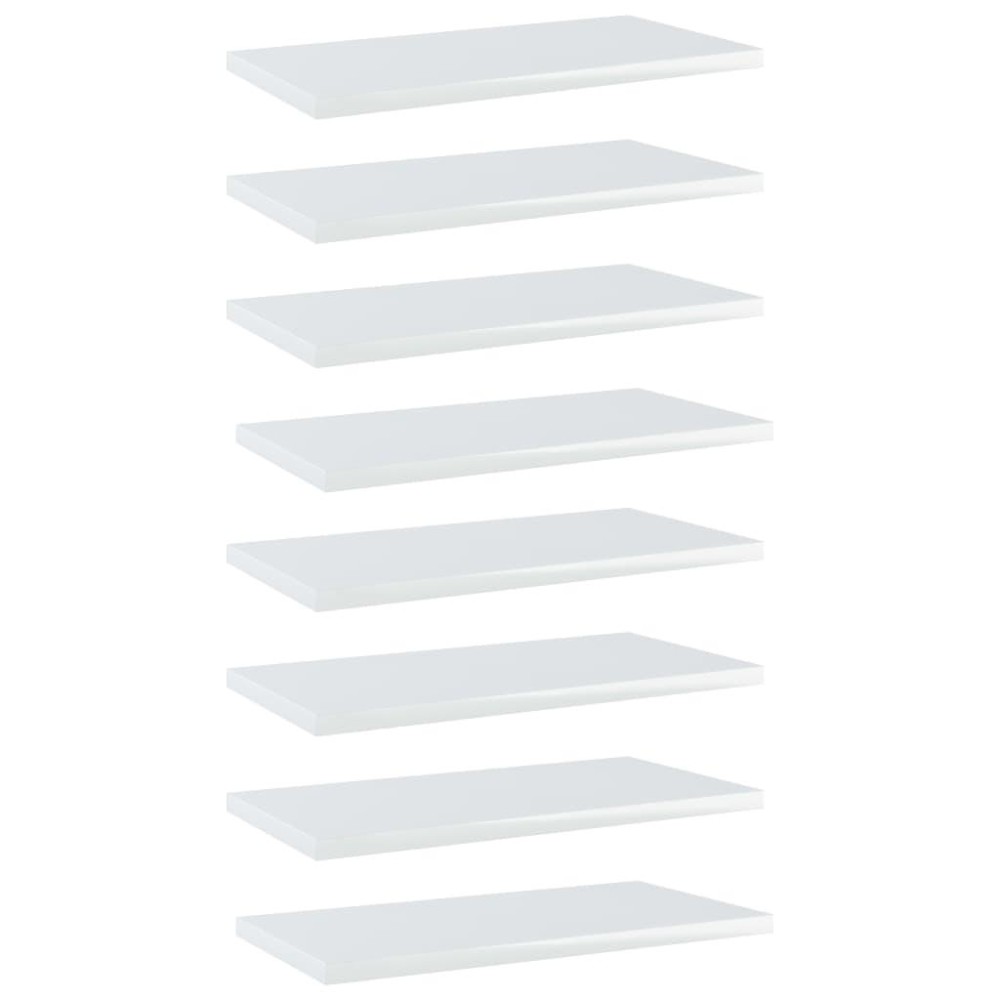 Vidaxl Bookshelf Boards 8 Pcs High Gloss White 15.7X7.9X0.6 Engineered Wood