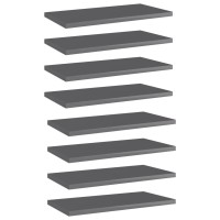 Vidaxl Bookshelf Boards 8 Pcs High Gloss Gray 15.7X7.9X0.6 Engineered Wood