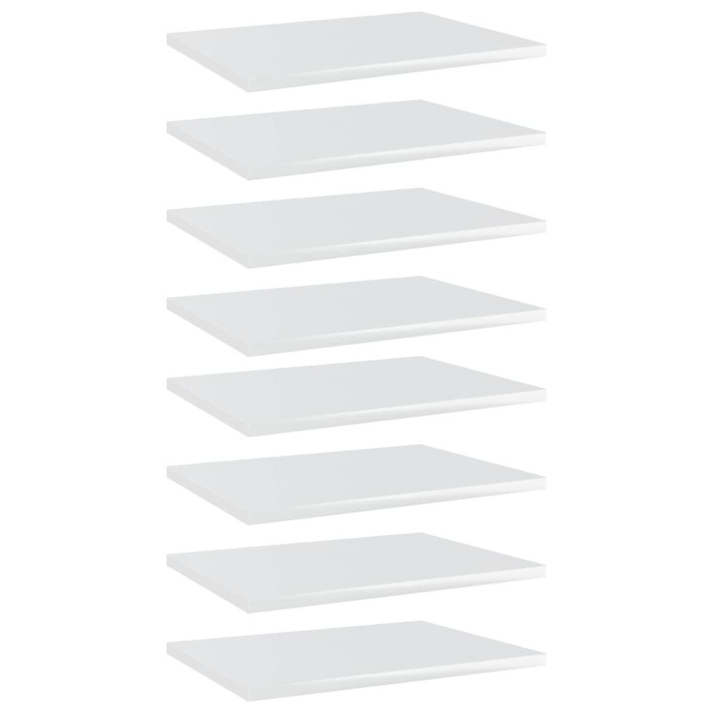 Vidaxl Bookshelf Boards 8 Pcs High Gloss White 15.7X11.8X0.6 Engineered Wood