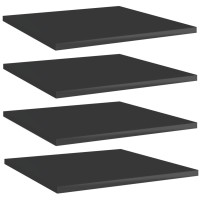 Vidaxl Bookshelf Boards 4 Pcs High Gloss Black 15.7X15.7X0.6 Engineered Wood