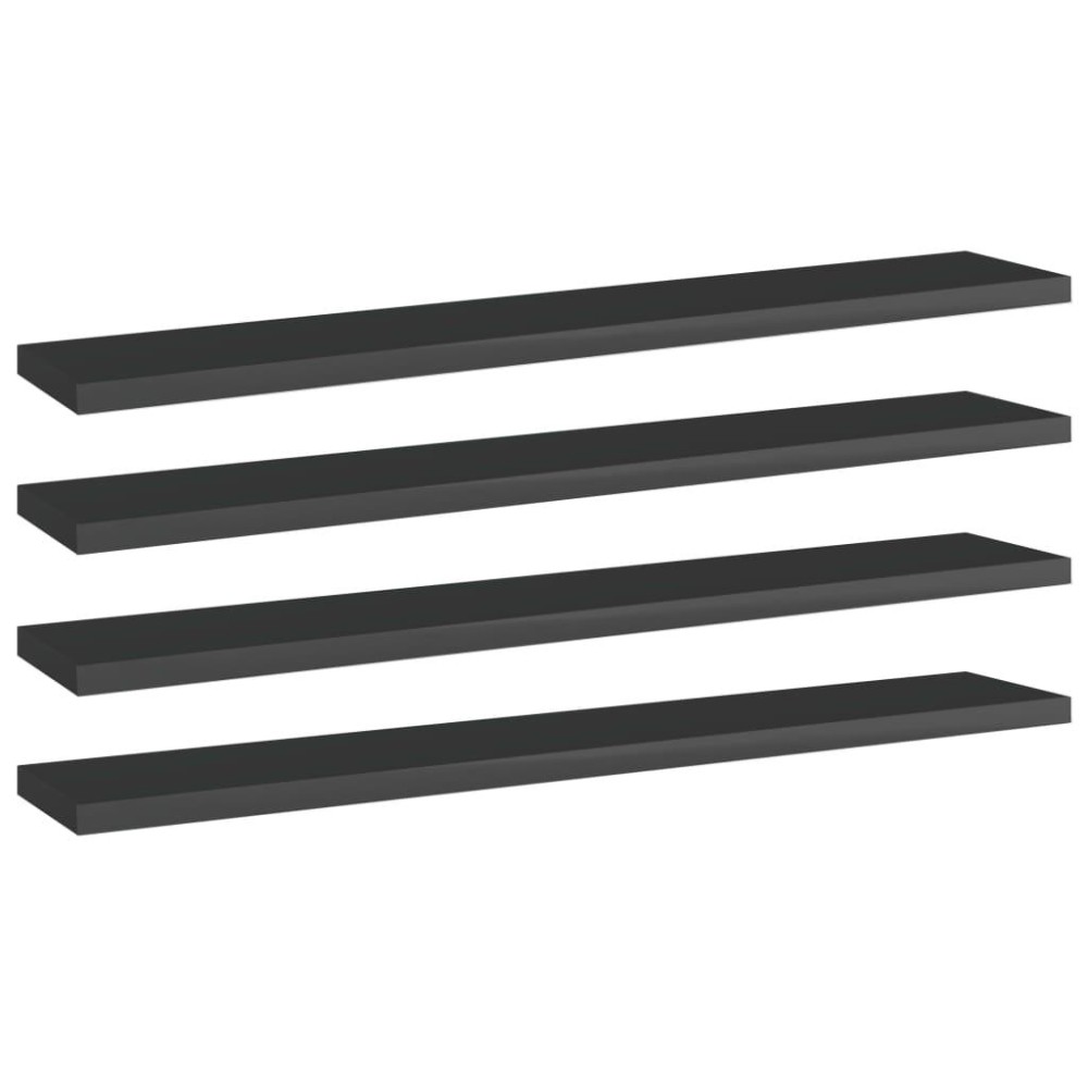 Vidaxl Bookshelf Boards 4 Pcs High Gloss Black 23.6X3.9X0.6 Engineered Wood