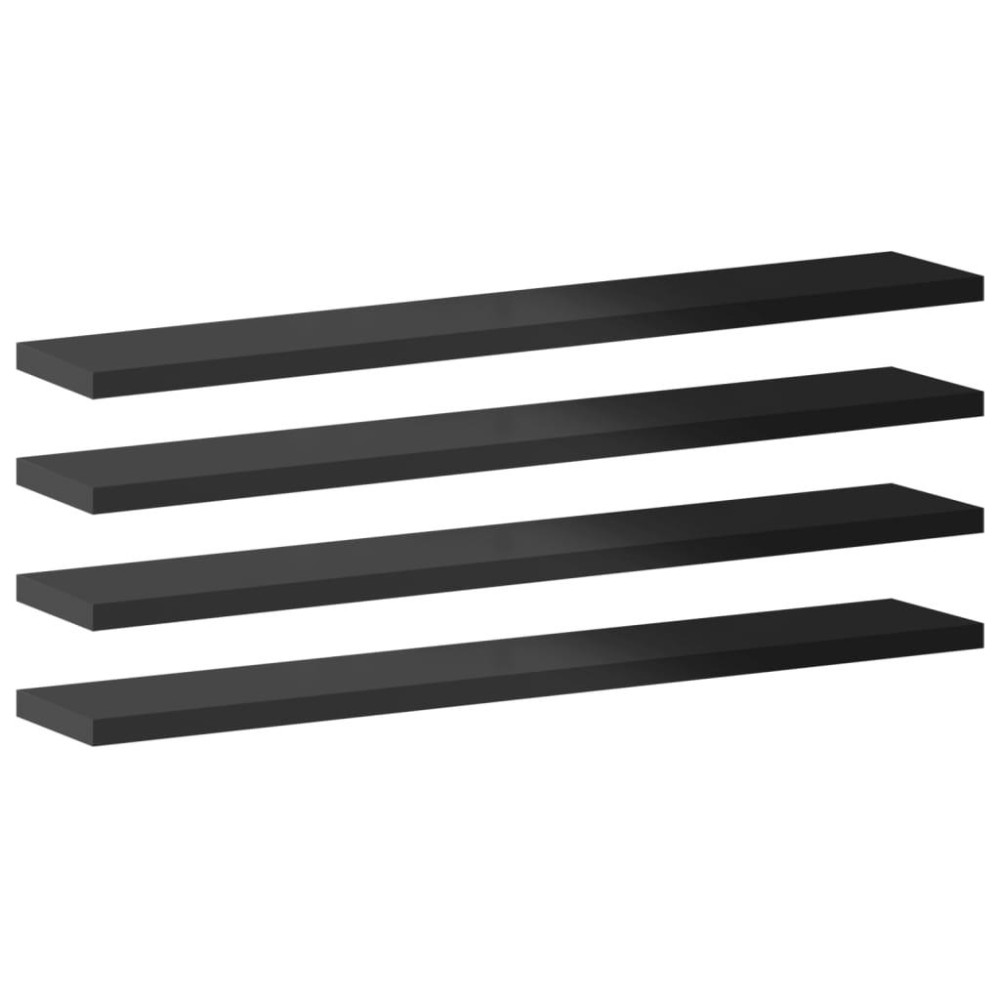 Vidaxl Bookshelf Boards 8 Pcs High Gloss Black 23.6X3.9X0.6 Engineered Wood