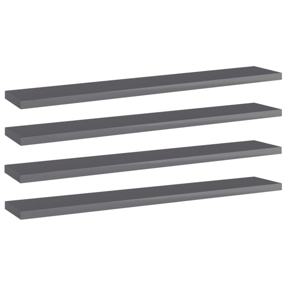 vidaXL Bookshelf Boards 4 pcs High Gloss Gray 23.6