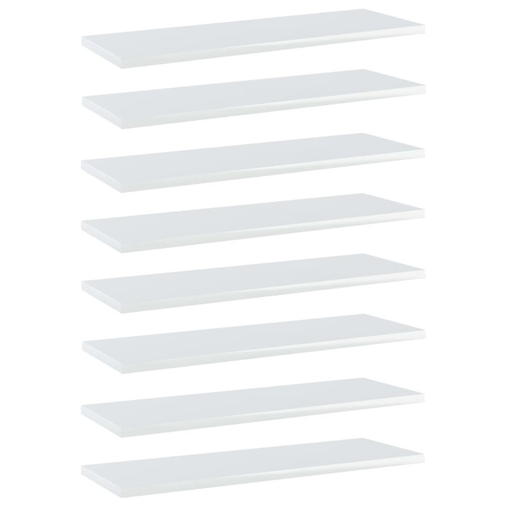 vidaXL Bookshelf Boards 8 pcs High Gloss White 23.6