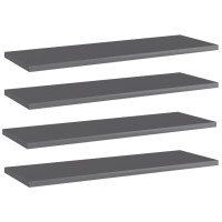 Vidaxl Bookshelf Boards 4 Pcs High Gloss Gray 23.6X7.9X0.6 Engineered Wood