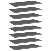 Vidaxl Bookshelf Boards 8 Pcs High Gloss Gray 23.6X11.8X0.6 Engineered Wood