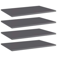 Vidaxl Bookshelf Boards 4 Pcs High Gloss Gray 23.6X15.7X0.6 Engineered Wood