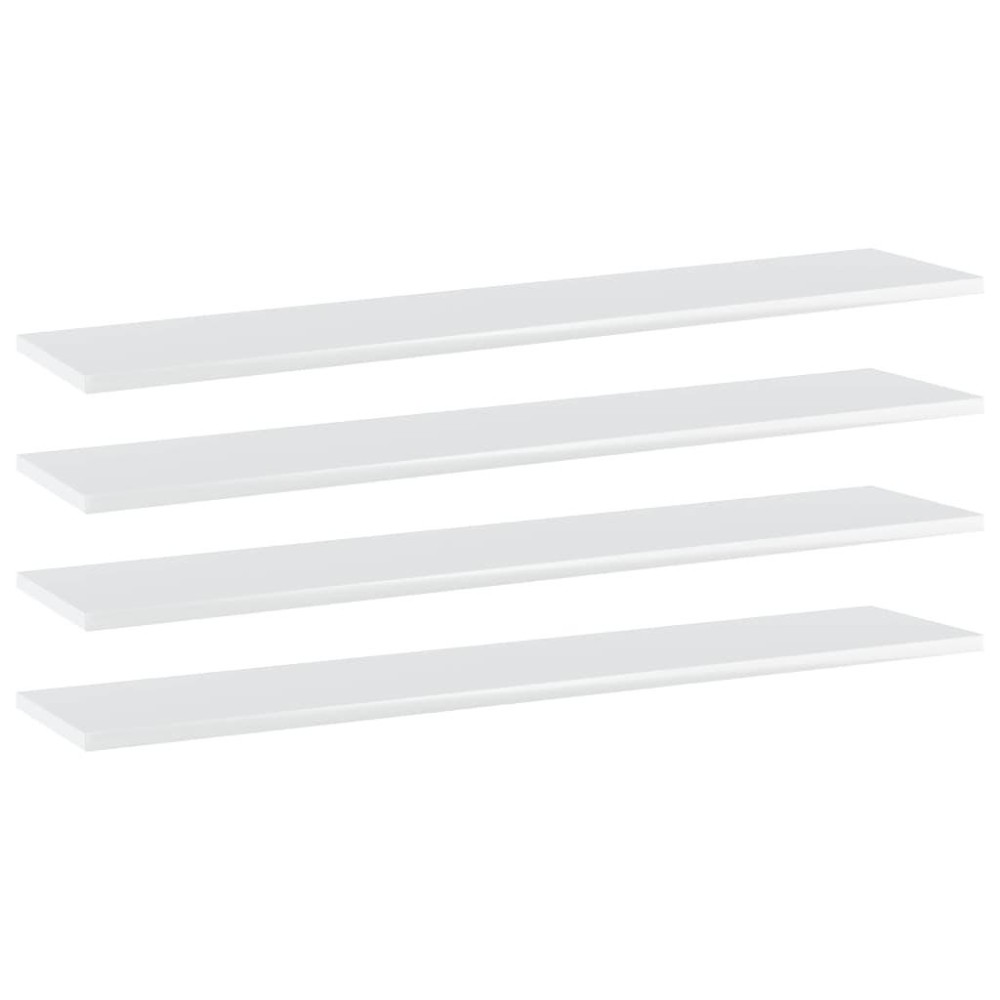Vidaxl Bookshelf Boards 4 Pcs High Gloss White 39.4X7.9X0.6 Engineered Wood