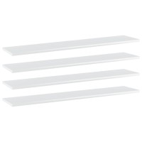 Vidaxl Bookshelf Boards 4 Pcs High Gloss White 39.4X7.9X0.6 Engineered Wood