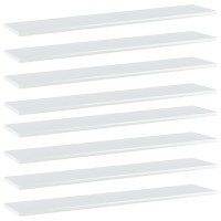 Vidaxl Bookshelf Boards 8 Pcs High Gloss White 39.4X7.9X0.6 Engineered Wood