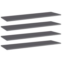Vidaxl Bookshelf Boards 4 Pcs High Gloss Gray 39.4X11.8X0.6 Engineered Wood