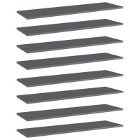 Vidaxl Bookshelf Boards 8 Pcs High Gloss Gray 39.4X11.8X0.6 Engineered Wood