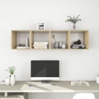 Vidaxl Wall Cabinets 4 Pcs White And Sonoma Oak 14.6X14.6X14.6 Engineered Wood