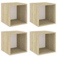 Vidaxl Wall Cabinets 4 Pcs White And Sonoma Oak 14.6X14.6X14.6 Engineered Wood