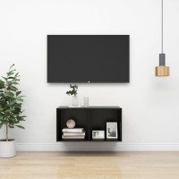 Vidaxl Wall-Mounted Tv Cabinet Black 14.6X14.6X28.3 Engineered Wood