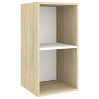 Vidaxl Wall-Mounted Tv Cabinet Sonoma Oak And White 14.6X14.6X28.3 Engineered Wood