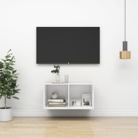 Vidaxl Wall-Mounted Tv Cabinet High Gloss White 14.6X14.6X28.3 Engineered Wood