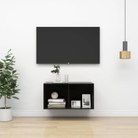Vidaxl Wall-Mounted Tv Cabinet High Gloss Black 14.6X14.6X28.3 Engineered Wood