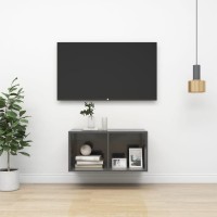 Vidaxl Wall-Mounted Tv Cabinet High Gloss Gray 14.6X14.6X28.3 Engineered Wood