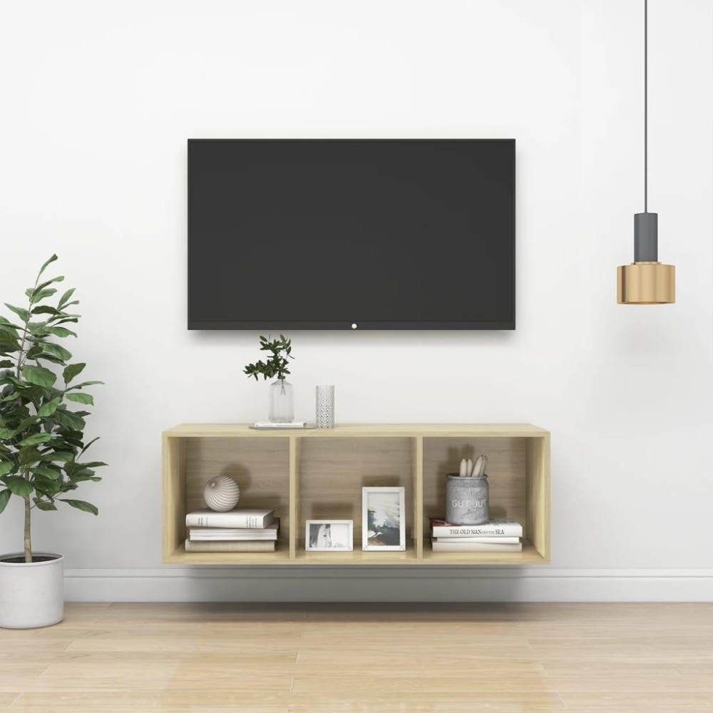Vidaxl Wall-Mounted Tv Cabinet Sonoma Oak 14.6X14.6X42.1 Engineered Wood