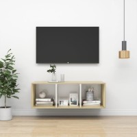 Vidaxl Wall-Mounted Tv Cabinet Sonoma Oak And White 14.6X14.6X42.1 Engineered Wood