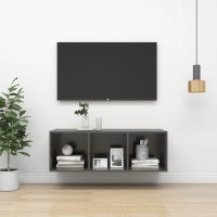 Vidaxl Wall-Mounted Tv Cabinet High Gloss Gray 14.6X14.6X42.1 Engineered Wood