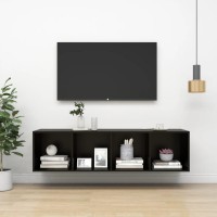 Vidaxl Wall-Mounted Tv Cabinet Black 14.6X14.6X56.1 Engineered Wood