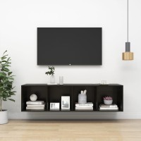 Vidaxl Wall-Mounted Tv Cabinet High Gloss Black 14.6X14.6X56.1 Engineered Wood