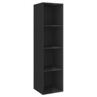 Vidaxl Wall-Mounted Tv Cabinet High Gloss Black 14.6X14.6X56.1 Engineered Wood
