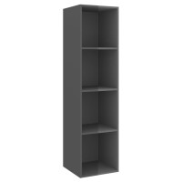 Vidaxl Wall-Mounted Tv Cabinet High Gloss Gray 14.6X14.6X56.1 Engineered Wood