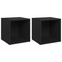 Vidaxl Tv Cabinets 2 Pcs Black 14.6X13.8X14.6 Engineered Wood