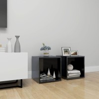 Vidaxl Tv Cabinets 2 Pcs High Gloss Black 14.6X13.8X14.6 Engineered Wood