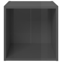Vidaxl Tv Cabinet High Gloss Gray 14.6X13.8X14.6 Engineered Wood
