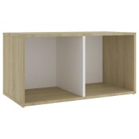 Vidaxl Tv Cabinet White And Sonoma Oak 28.3X13.8X14.4 Engineered Wood