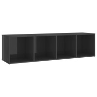 Vidaxl Tv Cabinet High Gloss Gray 56.1X13.8X14.4 Engineered Wood
