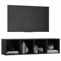Vidaxl Tv Cabinet High Gloss Gray 56.1X13.8X14.4 Engineered Wood