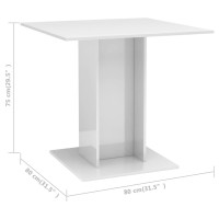 vidaXL Dining Table High Gloss White 31.5