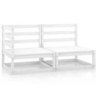 vidaXL 2 Piece Patio Lounge Set White Solid Pinewood