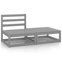 vidaXL 2 Piece Patio Lounge Set Gray Solid Pinewood