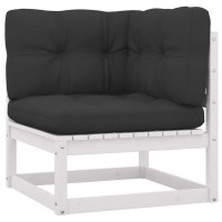 vidaXL Patio Corner Sofa with Anthracite Cushions Solid Pinewood